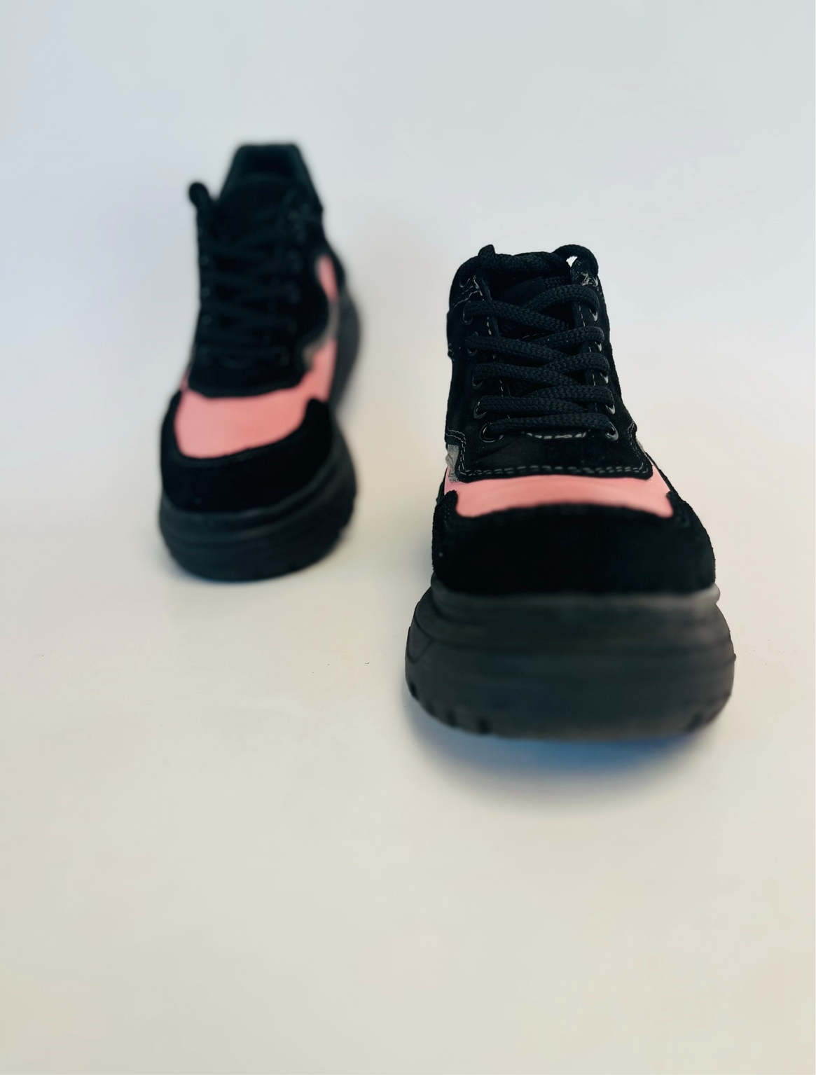 Zapatilla de Cuero Negro Rosa Mujer Black Pink - Suela Goma Badana Natural