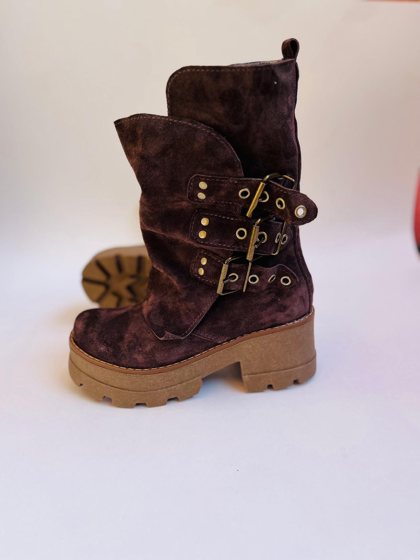 Bota de cuero reno Perla Brown pl 6'5 - juanfranko zapatos