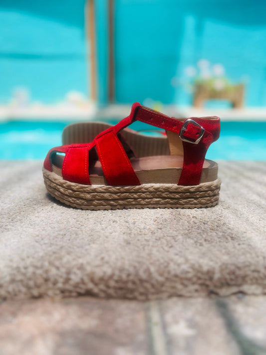 Sandalia de cuero spider red /punta - juanfranko zapatos