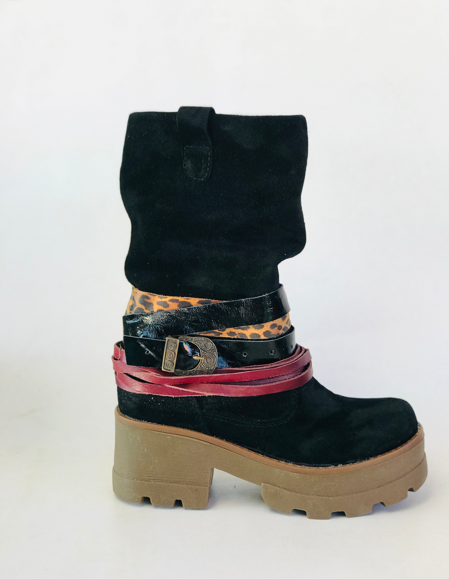 Bota de cuero reno corta reno negro - juanfranko zapatos