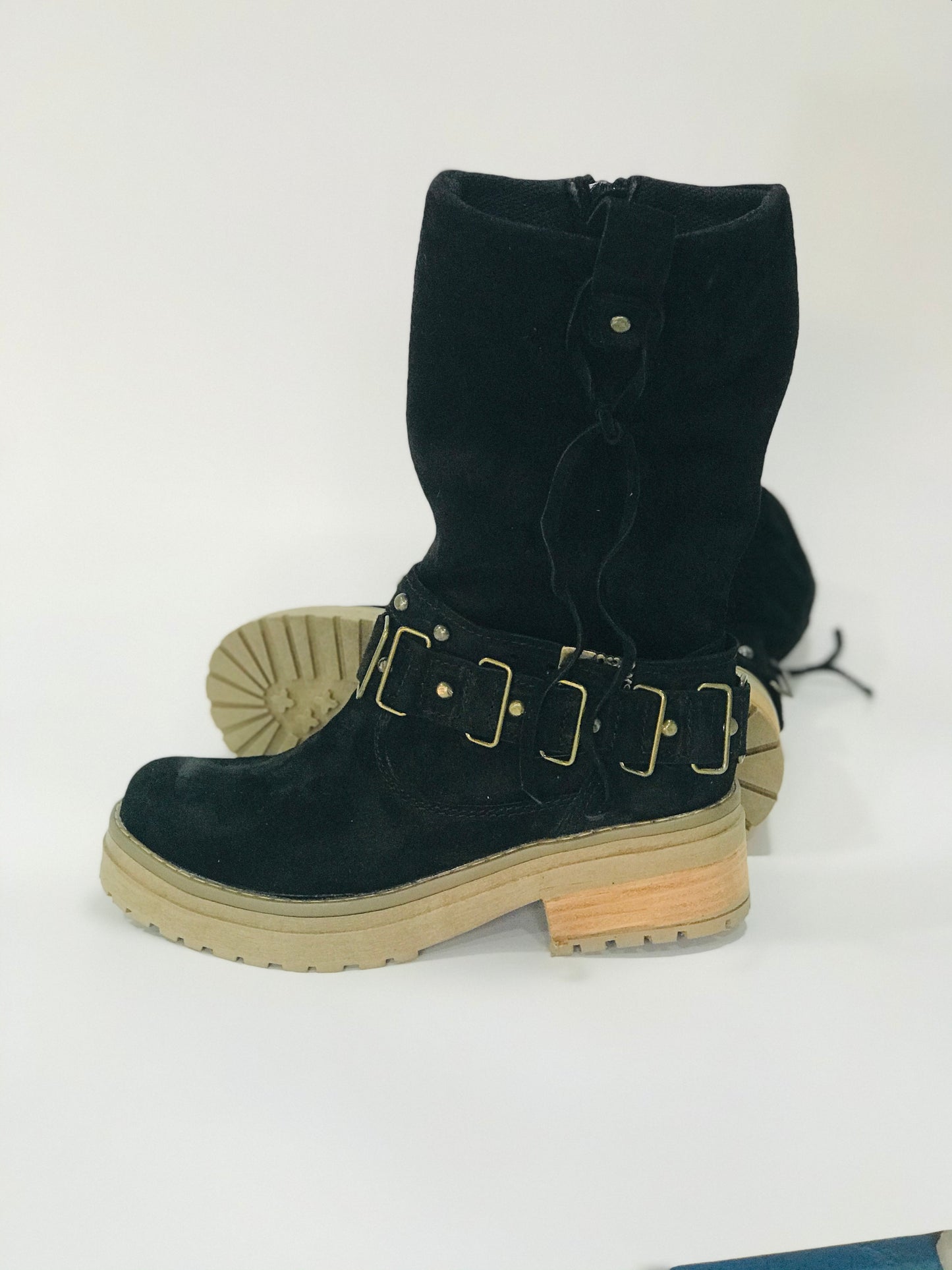 1Bota de cuero reno negro corta pasadores - juanfranko zapatos