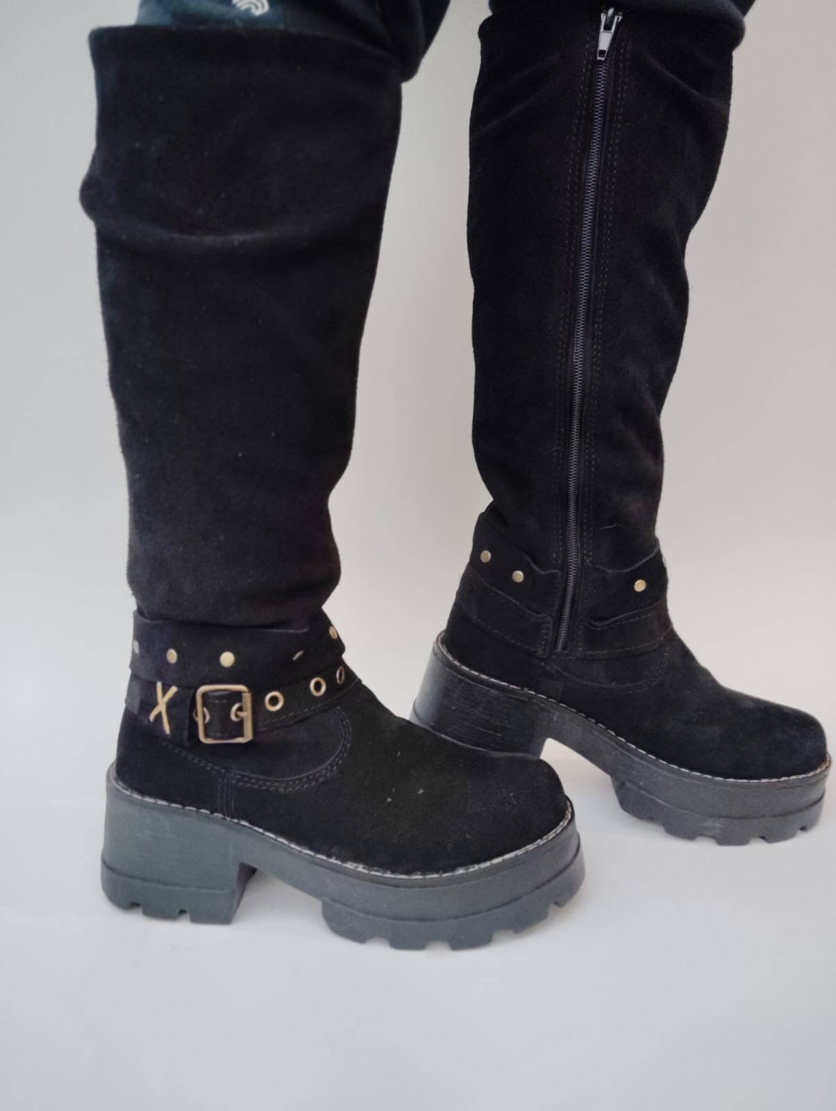 Bota reno negro premium 38 cm largo - juanfranko zapatos