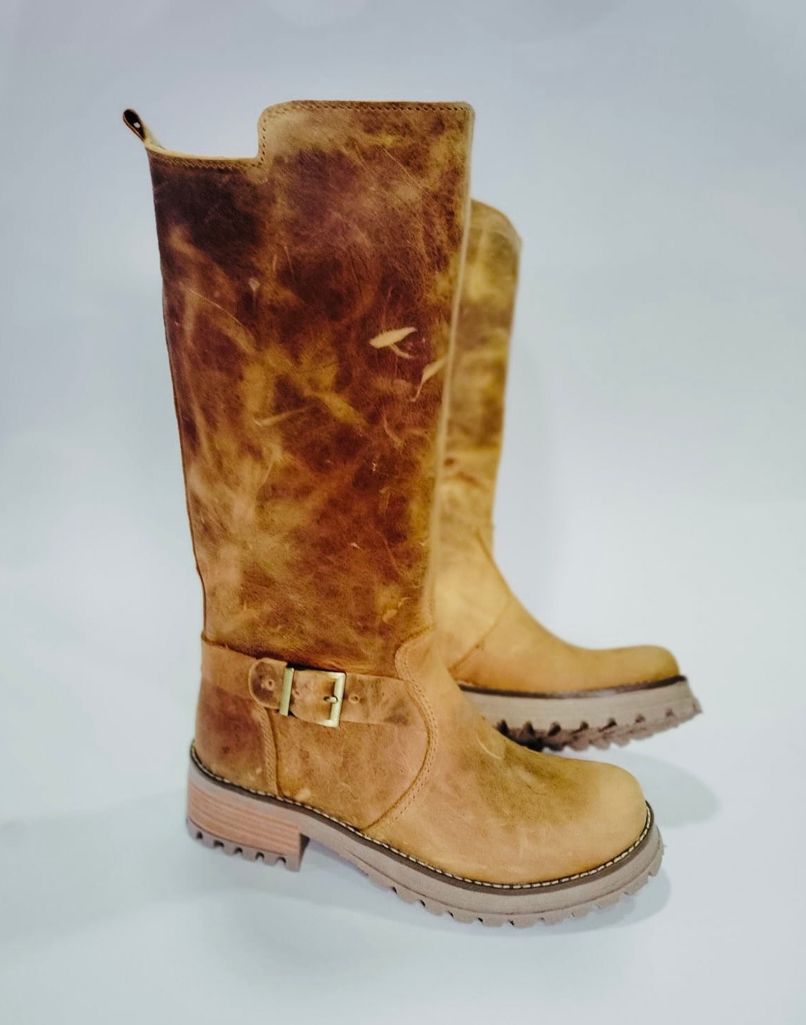 Bota de cuero mujer yona camel óxido - juanfranko zapatos