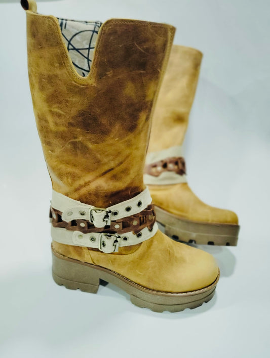Bota óxido correas arena suela 6,5 atrás 4,5 adelante - juanfranko zapatos