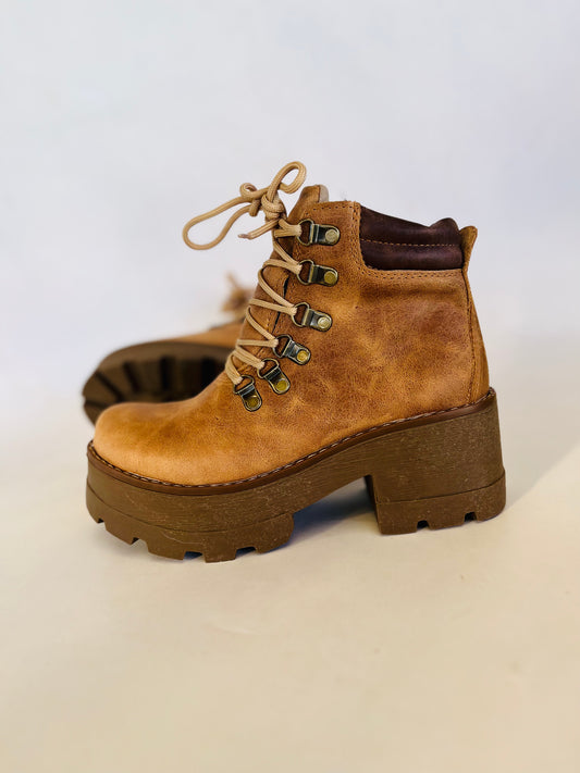 A1botin de cuero rosy camel óxido t6,5 - juanfranko zapatos