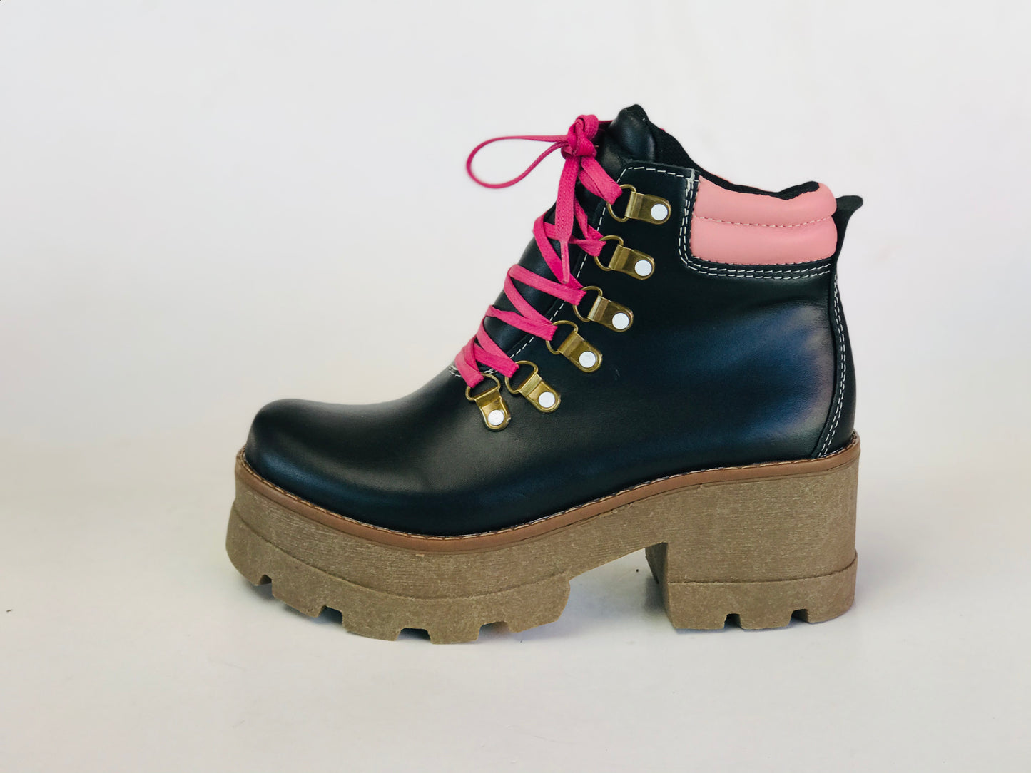 1Botin de cuero rosy black pink - juanfranko zapatos