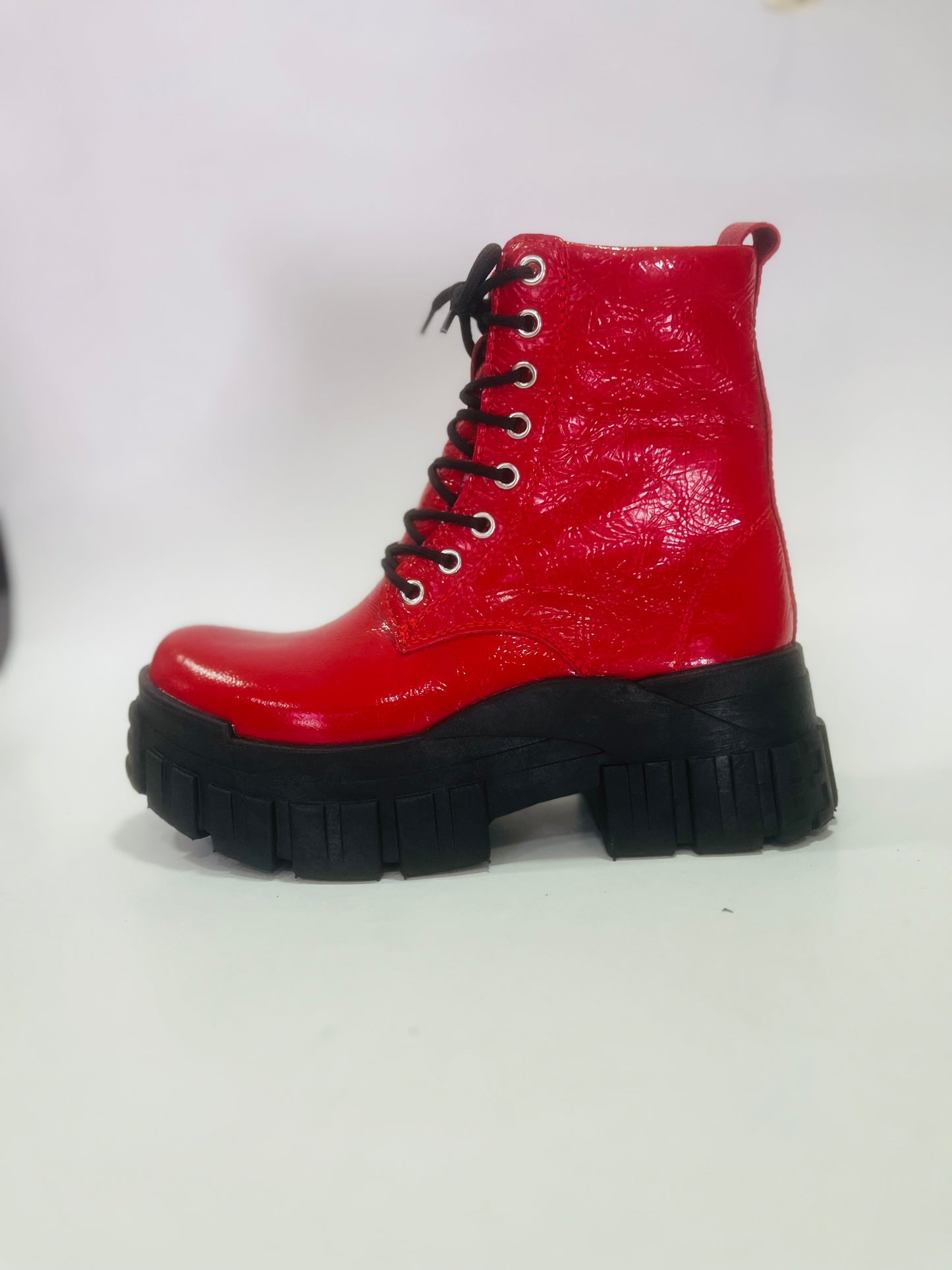 Botin de cuero de mujer largo cuero richatto rojo - juanfranko zapatos