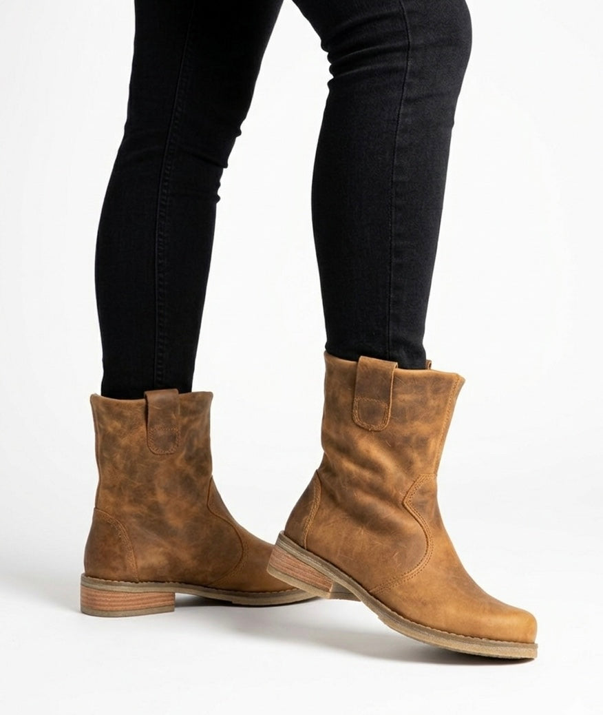Bota corta cuero camel óxido