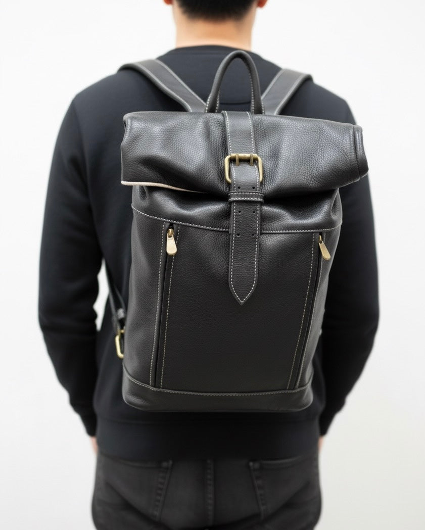 Mochila 100% Cuero Natural Mujer - Cordón Ajustable Artesanal