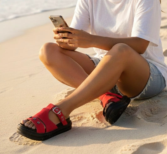 Sandalia reno natural rojo intense