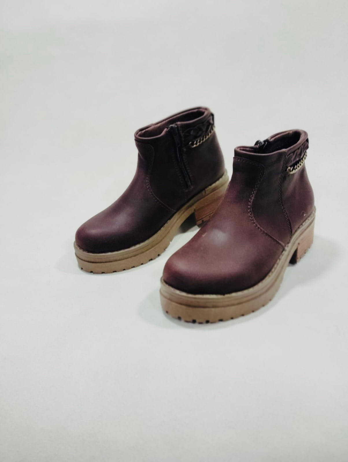 Botin cuero café liso trenza - juanfranko zapatos