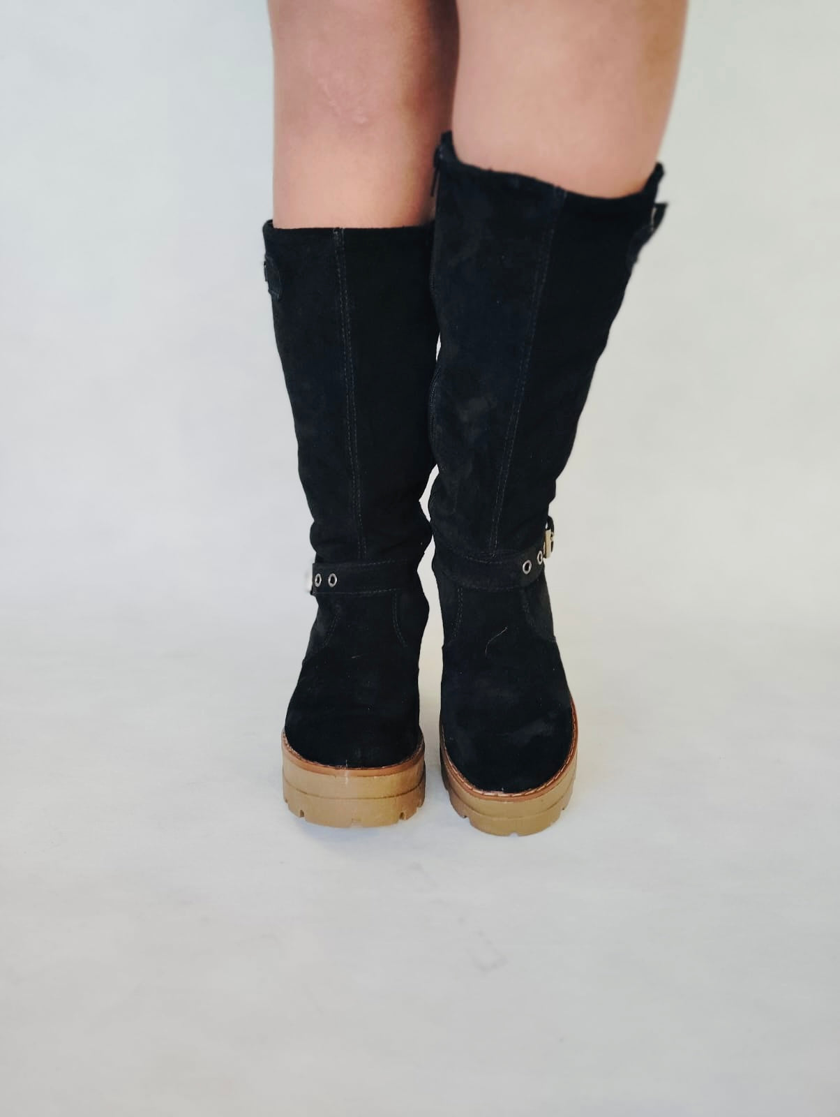 Bota reno negro suela 6'5 cm atrás 4.5 adelante - juanfranko zapatos