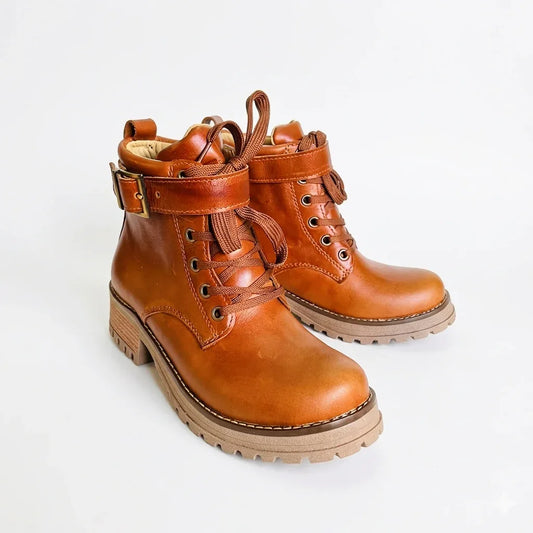 Botin de cuero terracota