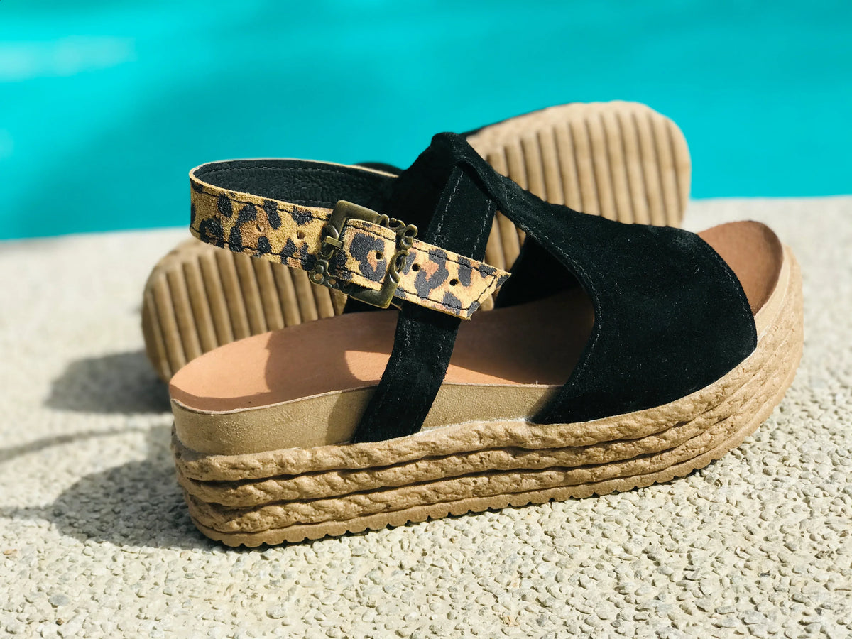 sandalia de cuero bmp reno negro a/print - juanfranko zapatos