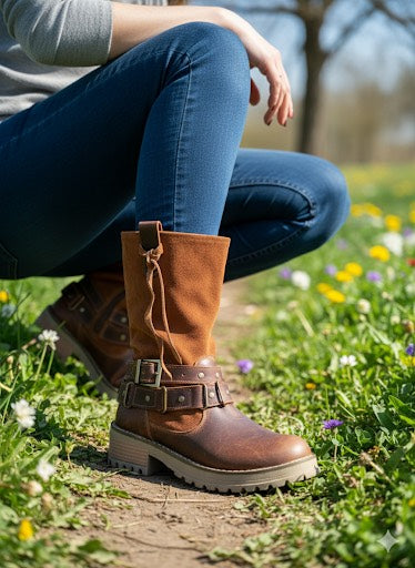 bota cuero bicolor con pasadores - diseño exclusivo - juanfranko zapatos