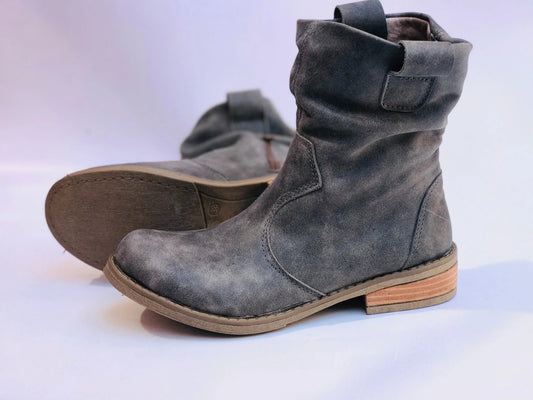 Bota de cuero corta griss crazy - estilo casual mujer - juanfranko zapatos