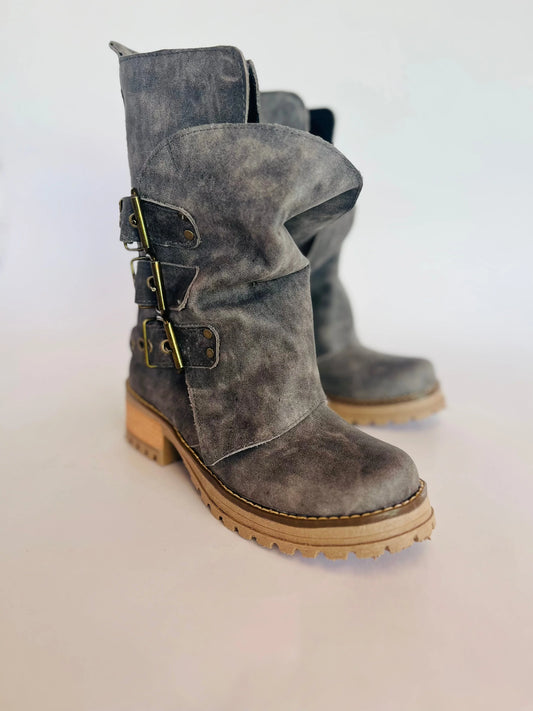 Bota de cuero perla gris - juanfranko zapatos