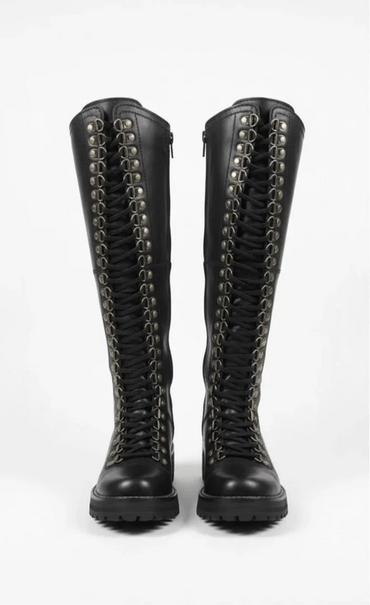 Bota larga cuero premium ganchos - juanfranko zapatos