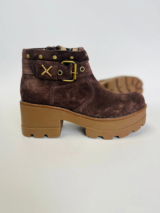 Botin de cuero corto reno cafe - juanfranko zapatos