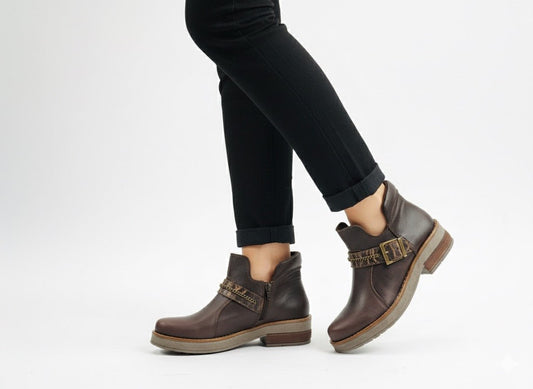 Botin de cuero mujer jazz brown - juanfranko zapatos