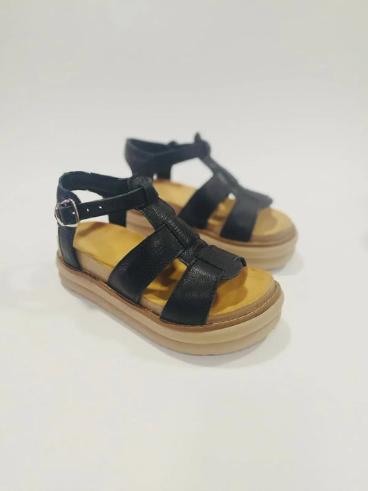 Sandalia spider cuero flowter negro - juanfranko zapatos