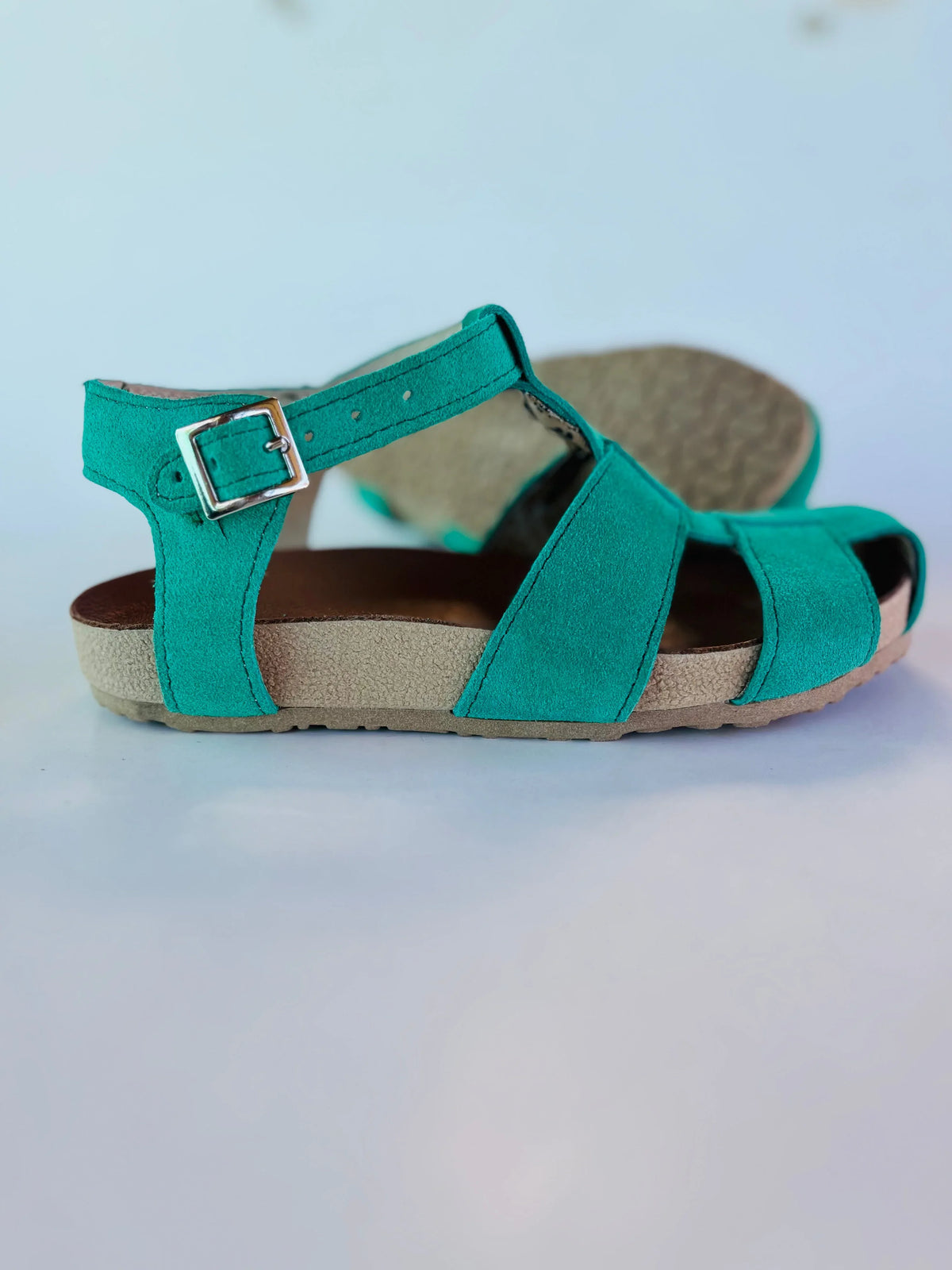 Sandalia Spider Cuero Reno Turquesa Mujer - Punta Plana Hebillas - juanfranko zapatos