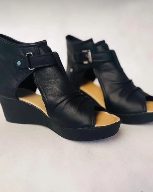 Sandalia taco chino cuero natural interior badana natural - juanfranko zapatos