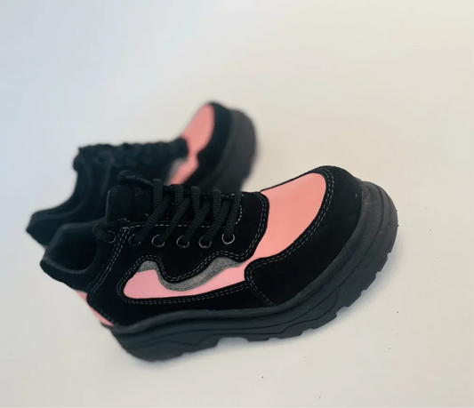 Zapatilla de Cuero Negro Rosa Mujer Black Pink - Suela Goma Badana Natural - juanfranko zapatos