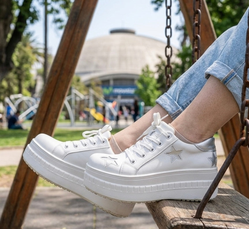 Zapatilla cuero blanco star walkie