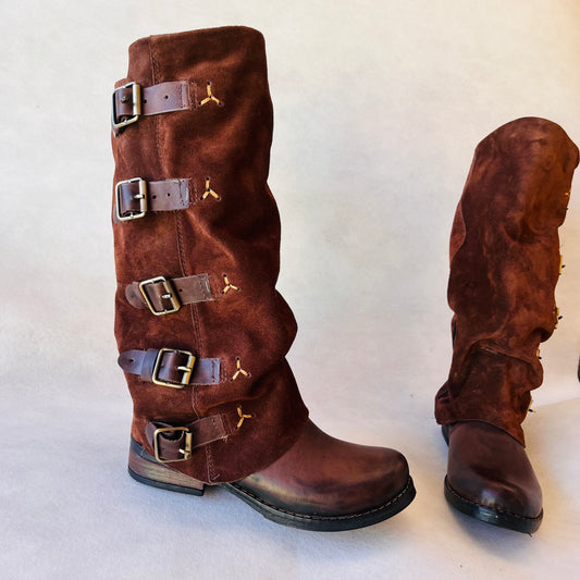 Bota premium reno y cuero liso difuminado