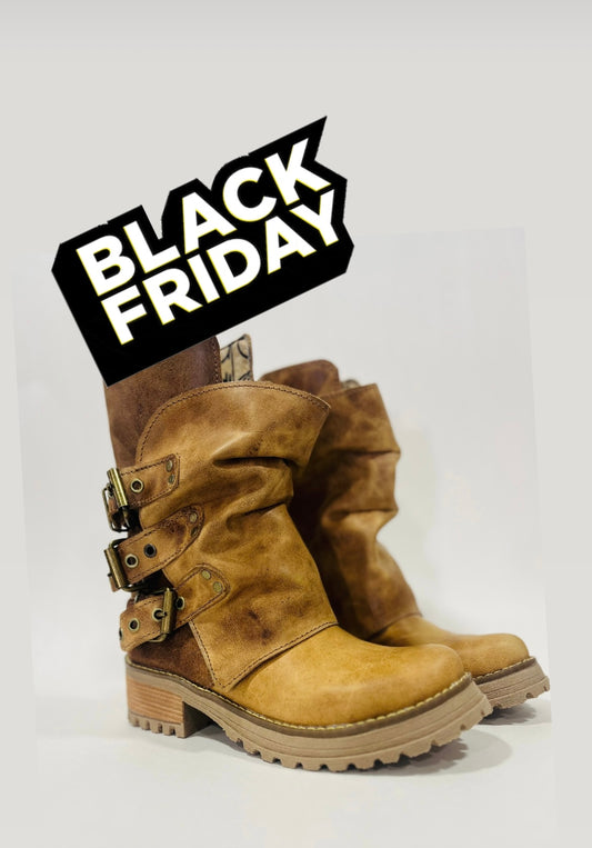 Bota Cuero Perla Óxido - Hebillas Envejecidas Vintage