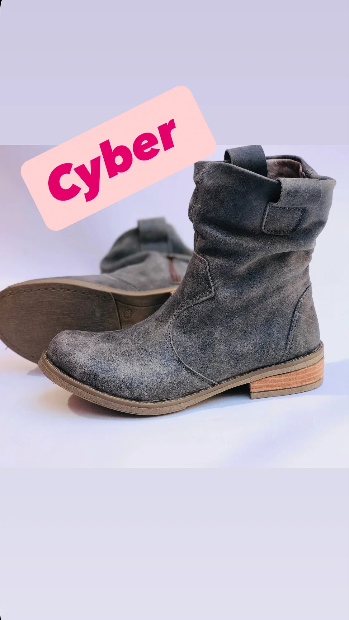 Bota de cuero corta griss crazy - estilo casual mujer