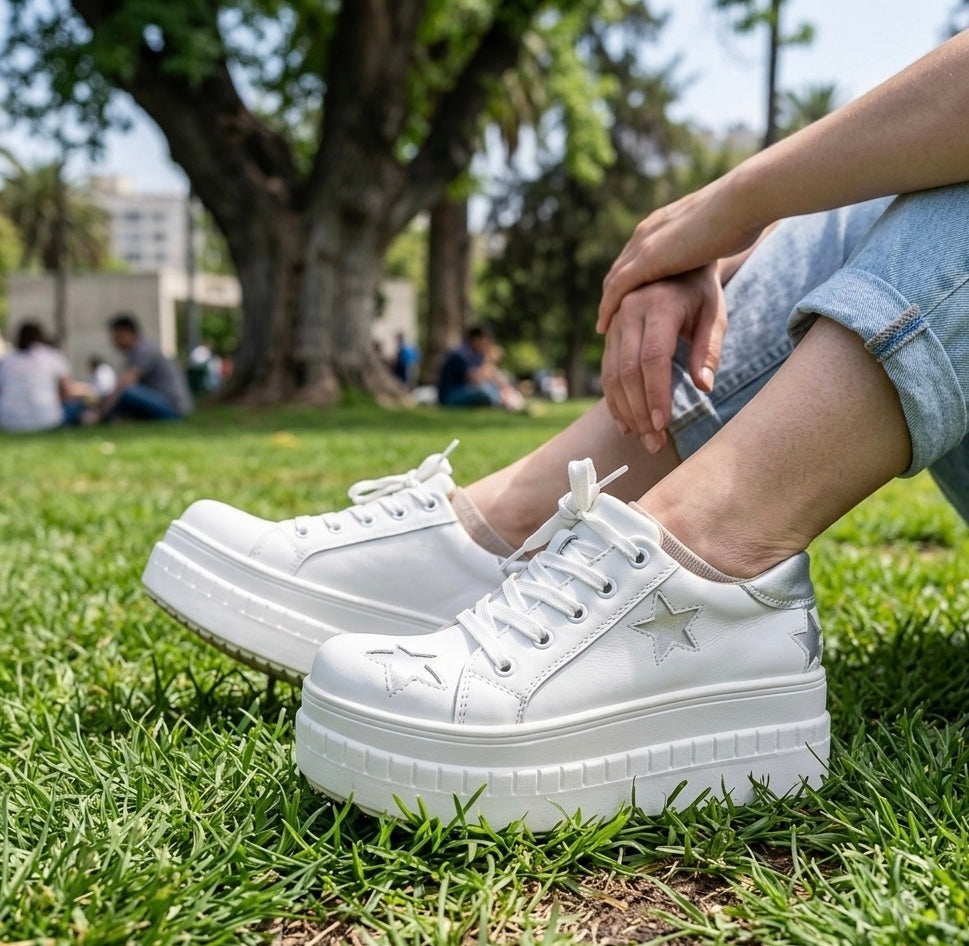 Zapatilla cuero blanco star walkie