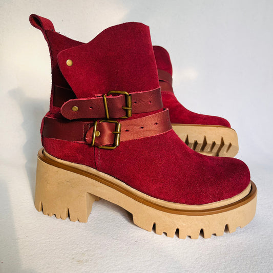 Botin reno mujer burdeo