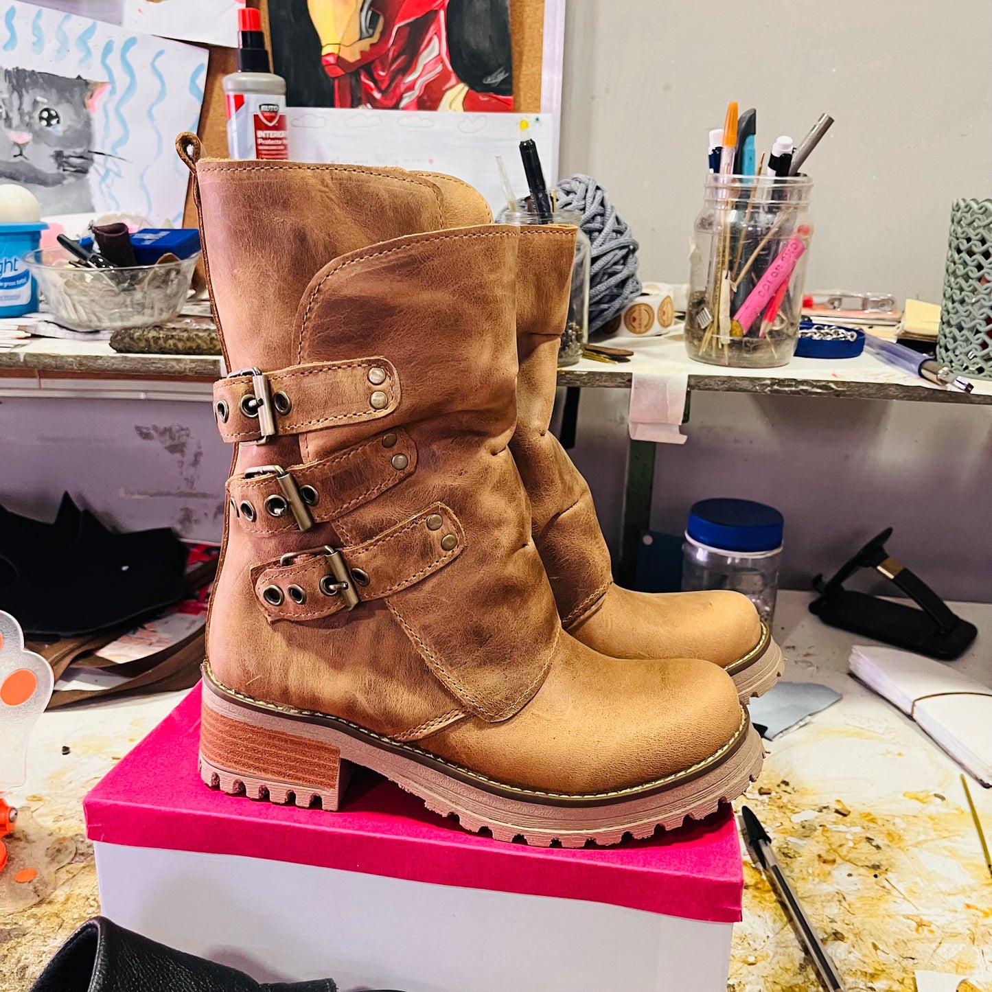 Bota Cuero Perla Óxido - Hebillas Envejecidas Vintage