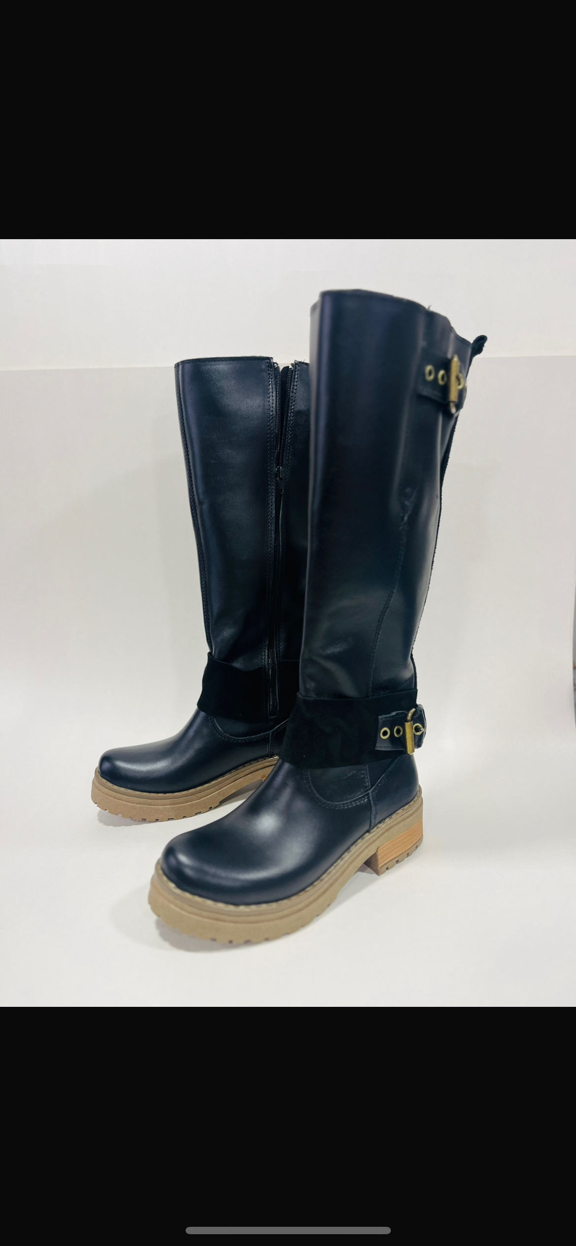Bota de cuero mujer liso alta - juanfranko zapatos