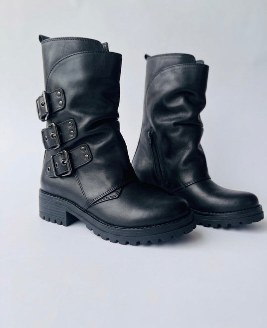 Bota cuero perla black tdp