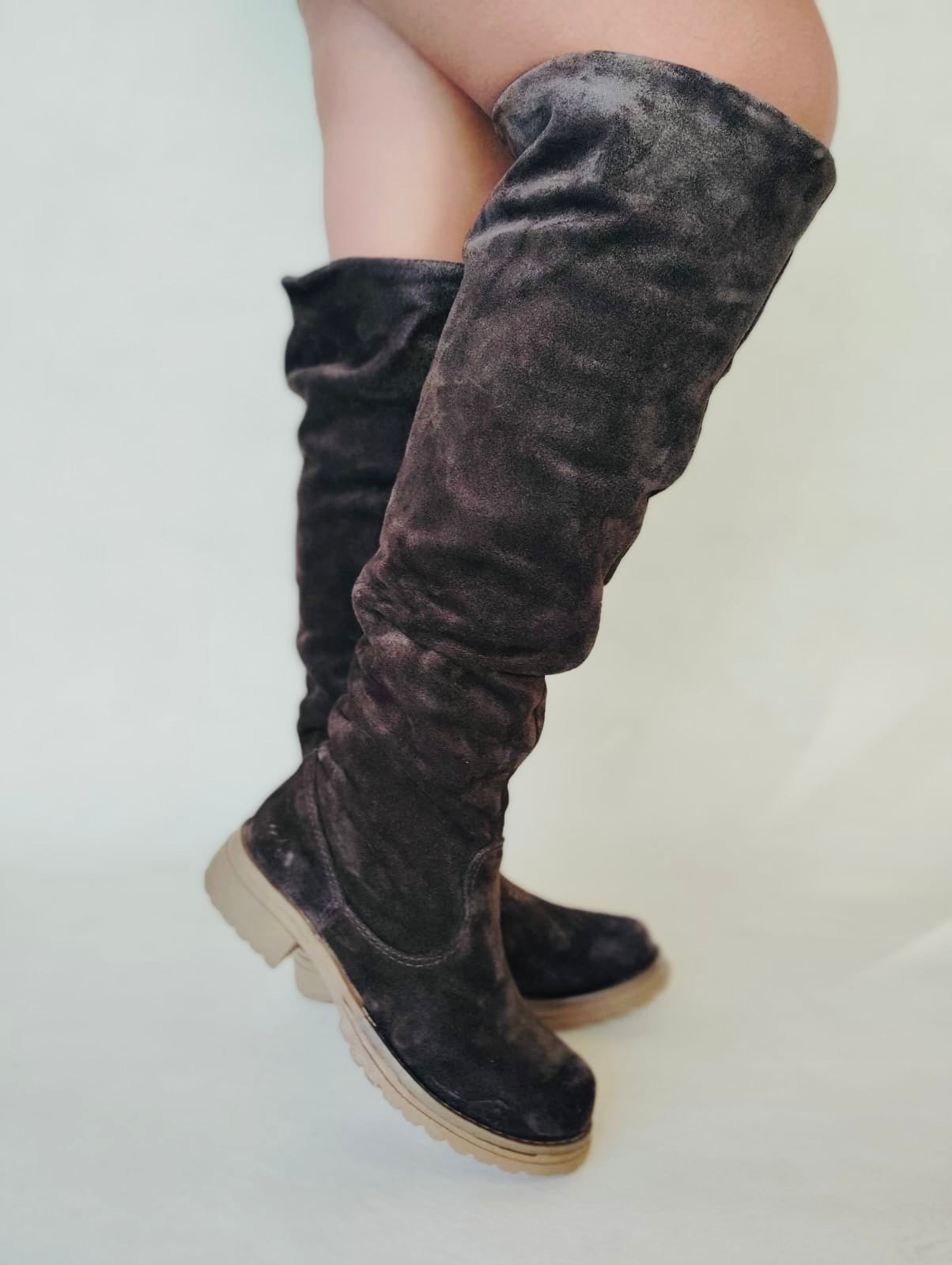 Bota larga 50 cm reno café moro sueño baja premium - juanfranko zapatos