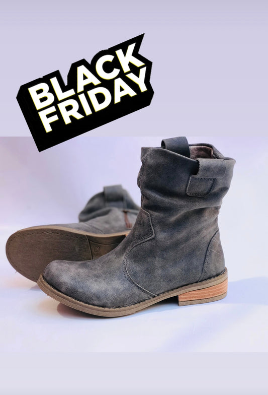Bota de cuero corta griss crazy - estilo casual mujer