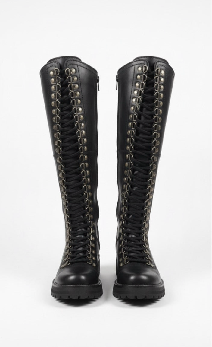 Bota larga cuero premium ganchos