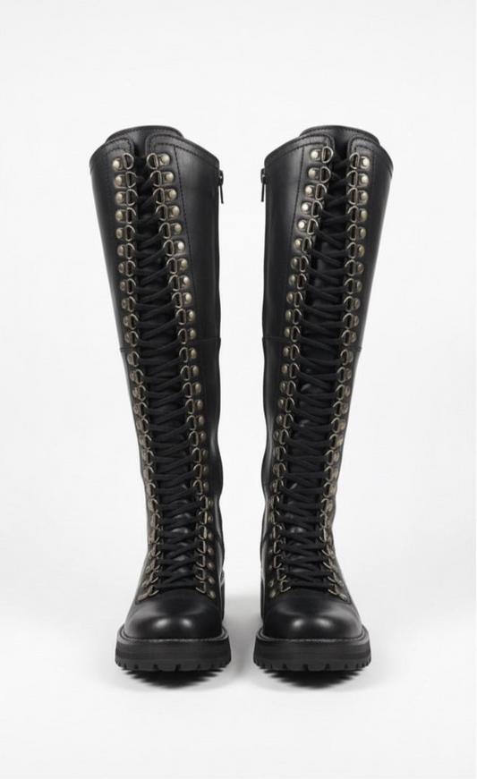 Bota larga cuero premium ganchos