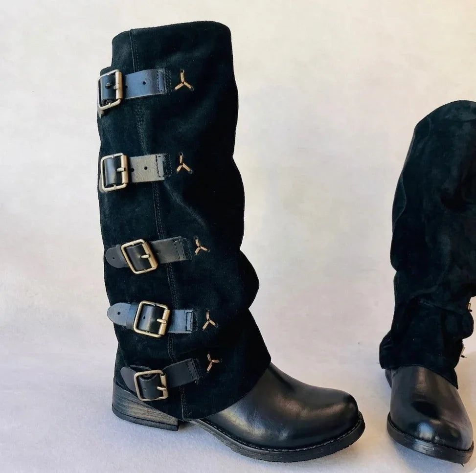 Bota reno negro y cuero liso 50 cm