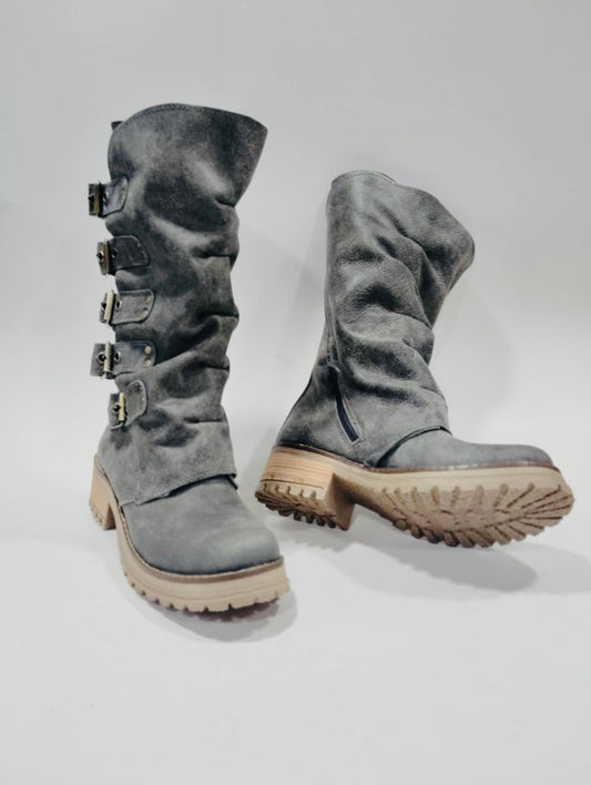 1Bota perla gris edición especial 35 cm 5 hebillas premium