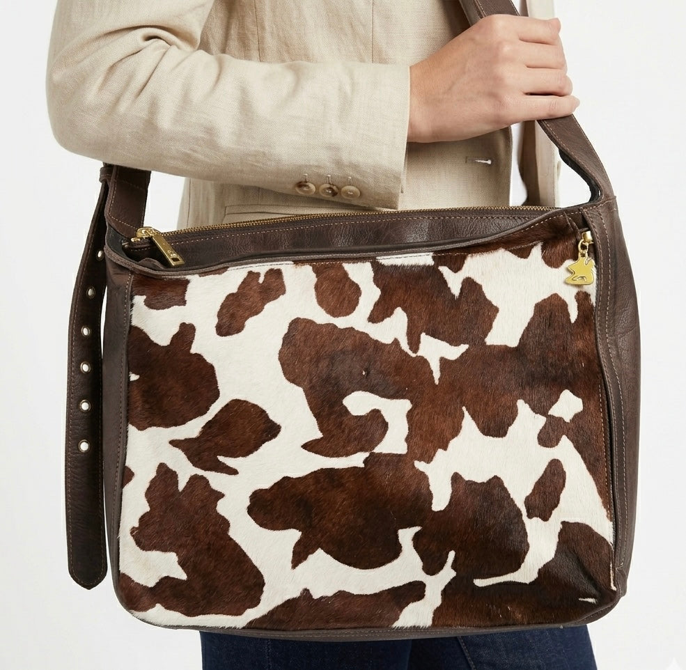Bolso cuero cowhide pelo natural
