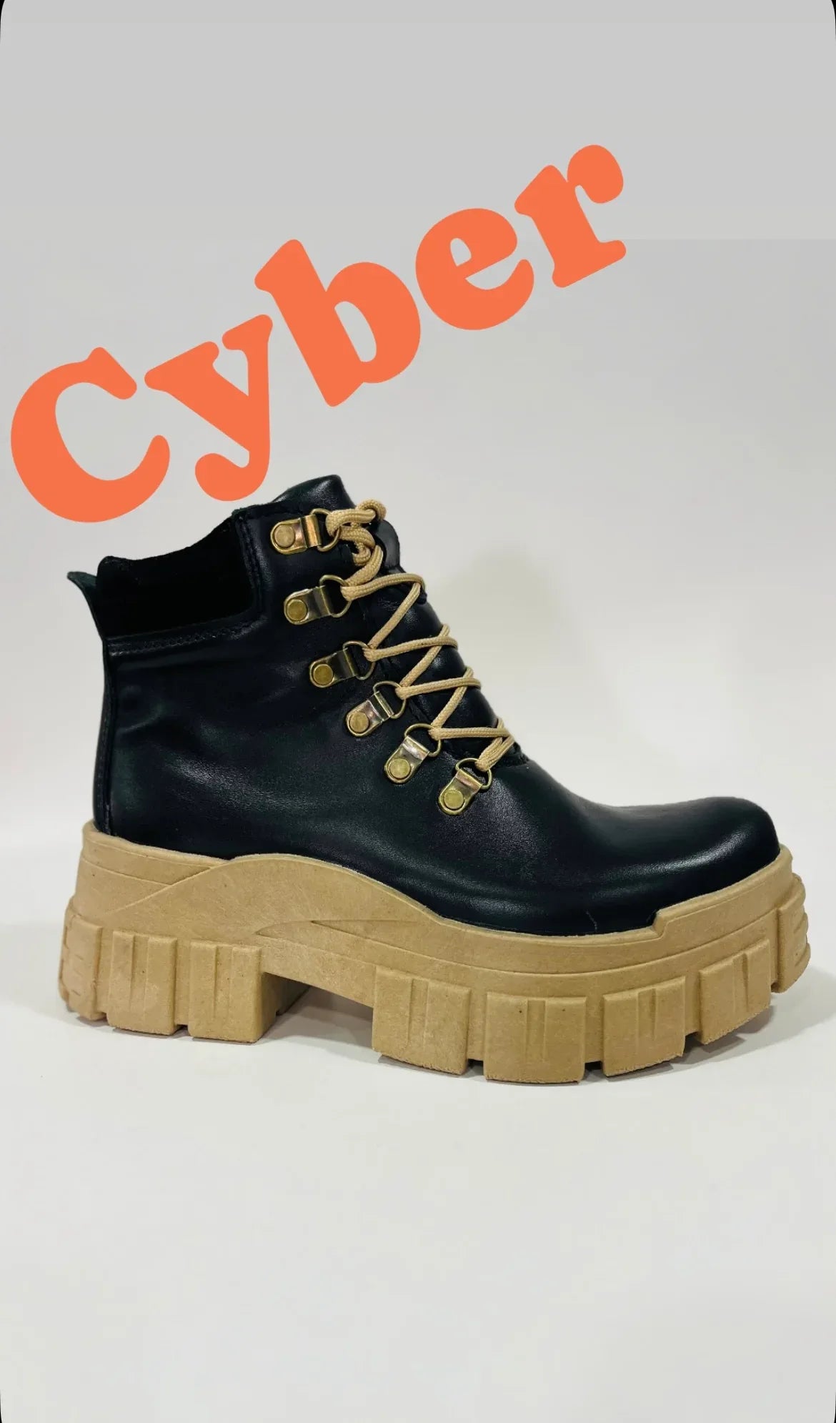 Botin cuero liso t\tanque negro