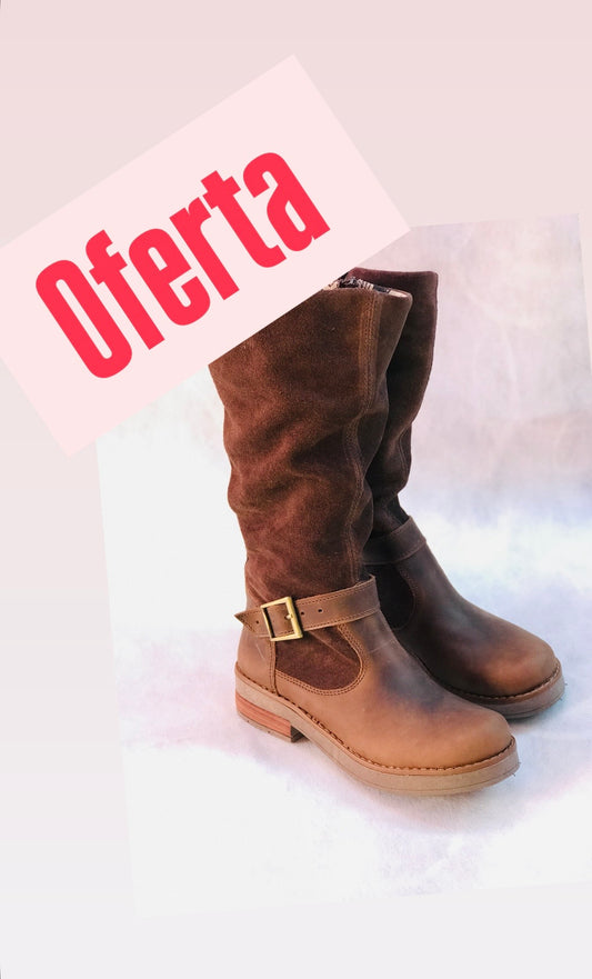 bota de cuero bicolor brown