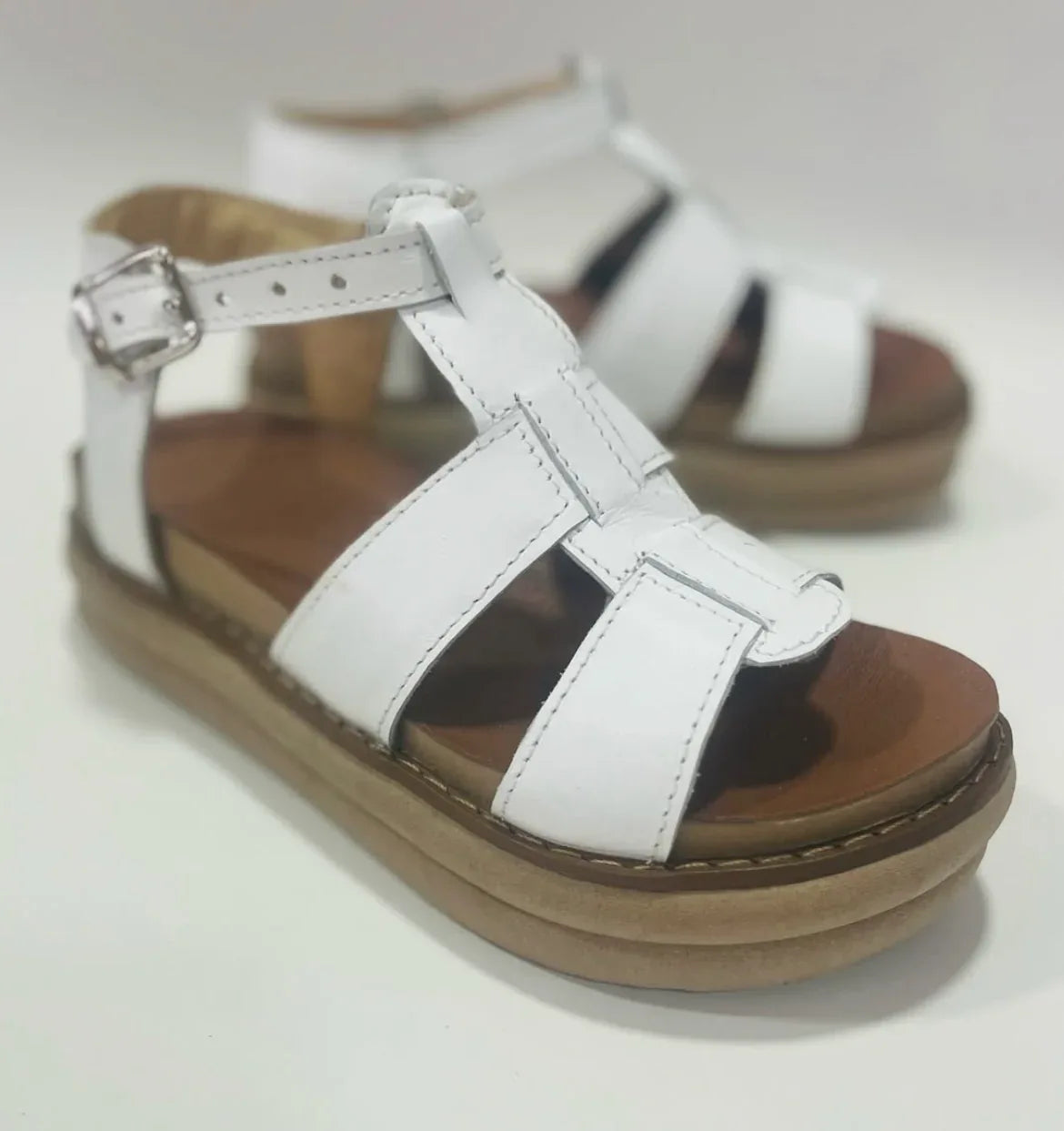 Sandalia spider cuero blanco