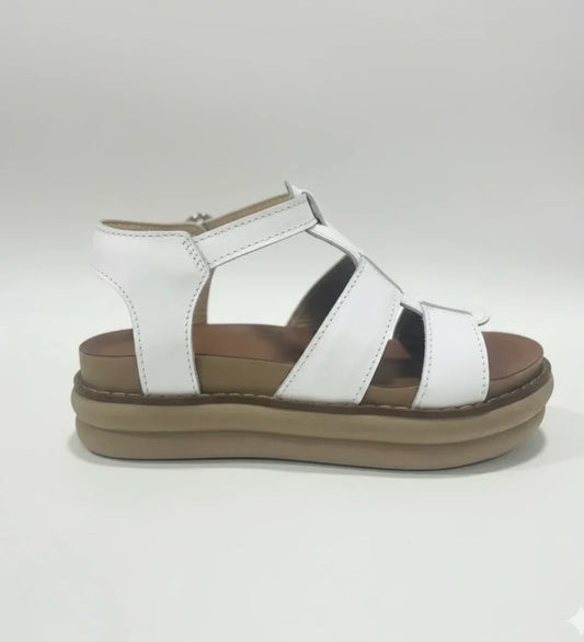 Sandalia spider cuero blanco