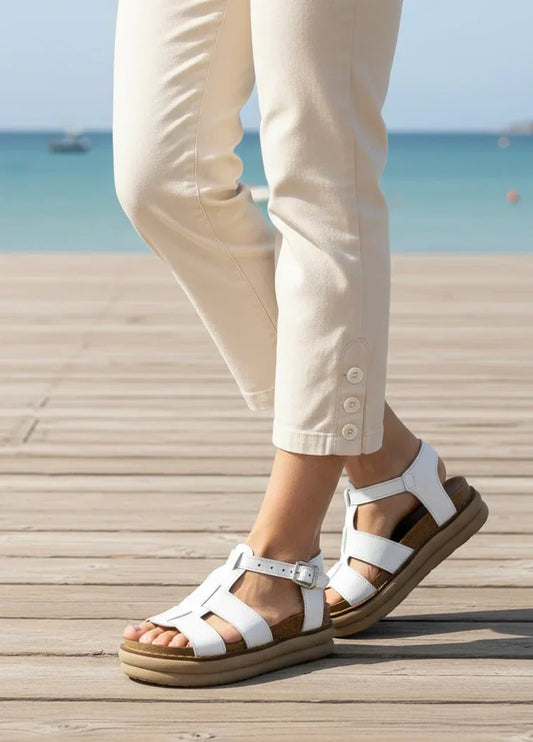 Sandalia spider cuero blanco