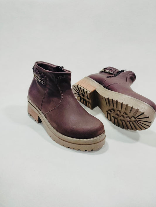Botin cuero café liso trenza - juanfranko zapatos